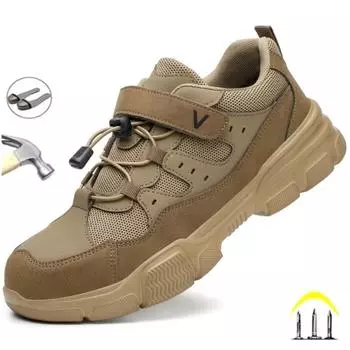 Новые модные мужские защитные рабочие ботинки 2024 года со стальным носком, неразрушимая конструкция, противоударные защитные рабочие ботинки 43 чёрный