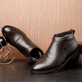 Новые модные мужские зимние ботинки, однотонные зимние ботинки, плюшевые внутри, нескользящая подошва, сохраняющие тепло H285 38 коричневый