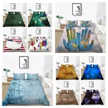 Новые модные наборы пододеяльников, набор обложек с картой, 3D-принт, модный узор, пододеяльник для мальчиков и мужчин, размер Jing, постельные принадлежности, крутые наборы чехлов UK Single 135x200cm