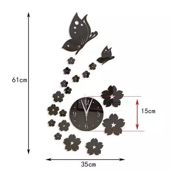 Новые модные настенные часы, зеркало, 3d Diy, креативное зеркало, стерео акриловое украшение для гостиной, спальни Silver
