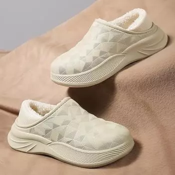 Новые модные непромокаемые зимние женские и мужские ботинки, новые плюшевые зимние ботинки, ботильоны для пар, теплая черная легкая обувь на платформе 36-37 бежевый