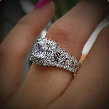 Новые модные обручальные кольца для женщин с твердым покрытием из фианита AAA, высокое качество, серебряный цвет, помолвка 10