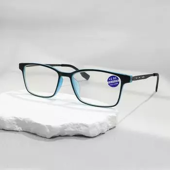 Новые модные очки для чтения из нержавеющей стали с оправой TR для мужчин и женщин, металлические очки против усталости и синего света +1