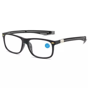 Новые модные очки для чтения с защитой от синего света для мужчин и женщин, магнитные очки для чтения с подвеской на шею, очки для пресбиопии, диоптрии + 1,0 + 2,0 до + 4,0 100 чёрный