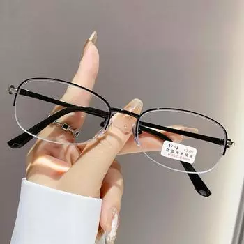 Новые модные очки для пресбиопии с полуободковой оправой, HD очки с защитой от синего света, оптические очки по рецепту от +1.0 до +4.0 +250 чёрный