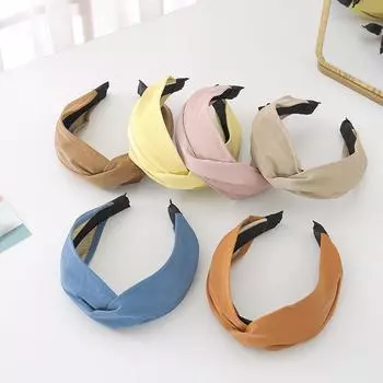 Новые модные однотонные повязки на голову из кожи в стиле ретро, ультра-широкие повязки на голову с крестообразным узором, женские простые обручи для волос, аксессуары для волос синий