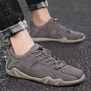 Новые модные однотонные повседневные мужские туфли из дышащей замши, спортивные модные туфли 39 серый