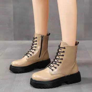 Новые модные однотонные удобные и универсальные женские ботинки с круглым носком для зимнего тепла и высокого качества Zapatos 35