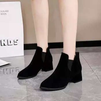 Новые модные однотонные женские сапоги зимние с острым носком универсальные удобные теплые темпераментные женские сапоги Zapatos 35