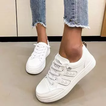 Новые модные однотонные женские спортивные туфли на неглубокой шнуровке с удобным круглым носком и плоским дном, универсальные женские туфли 35