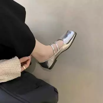 Новые модные однотонные женские туфли с квадратным носком и двойной пряжкой Zapatillas 35