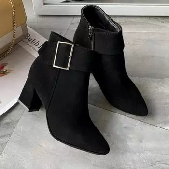 Новые модные однотонные зимние ботинки с неглубокой молнией, универсальные, с металлическим украшением, удобные и теплые, короткие, модные, Zapatos 35