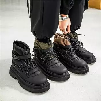 Новые модные осенне-зимние мужские низкие ботинки Martin для студентов и мальчиков, трендовая рабочая обувь с мягкой подошвой, кроссовки Martin для охраны труда 39 чёрный/зелёный