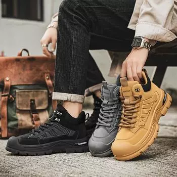 Новые модные осенне-зимние мужские низкие ботинки Martin для студентов и мальчиков, трендовая рабочая обувь с мягкой подошвой, кроссовки Martin для охраны труда 39 чёрный