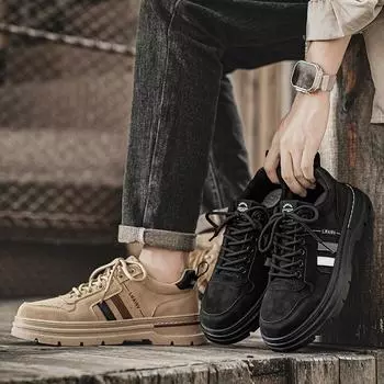 Новые модные осенне-зимние мужские низкие ботинки Martin для студентов и мальчиков, трендовая рабочая обувь с мягкой подошвой, кроссовки Martin для охраны труда 39 хаки