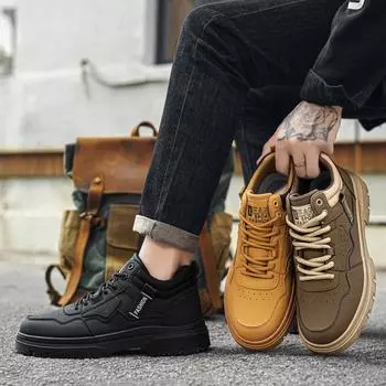 Новые модные осенне-зимние мужские низкие ботинки Martin для студентов и мальчиков, трендовая рабочая обувь с мягкой подошвой, кроссовки Martin для охраны труда 39 чёрный