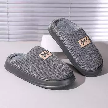Новые модные осенне-зимние высококачественные мужские домашние туфли из кашемира большого размера, теплые нескользящие хлопковые тапочки 48-51 48 серый