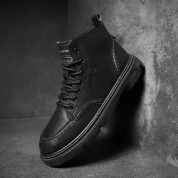 Новые модные осенние и зимние мужские высокие ботинки martin для студентов, трендовые рабочие туфли на мягкой подошве для мальчиков, кроссовки Martin с защитой труда 39