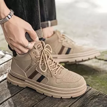 Новые модные осенние и зимние мужские высокие ботинки martin для студентов, трендовые рабочие туфли на мягкой подошве для мальчиков, кроссовки Martin с защитой труда 39 хаки