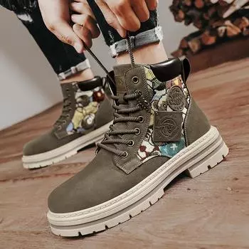 Новые модные осенние и зимние мужские высокие ботинки martin для студентов, трендовые рабочие туфли на мягкой подошве для мальчиков, кроссовки Martin с защитой труда 39 жёлтый