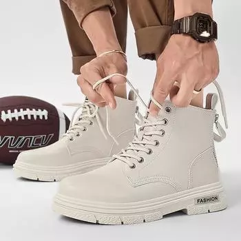 Новые модные осенние и зимние мужские высокие ботинки martin для студентов, трендовые рабочие туфли на мягкой подошве для мальчиков, кроссовки Martin с защитой труда 39 чёрный
