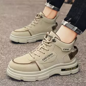 Новые модные осенние и зимние мужские высокие ботинки martin для студентов, трендовые рабочие туфли на мягкой подошве для мальчиков, кроссовки Martin с защитой труда 39 чёрный