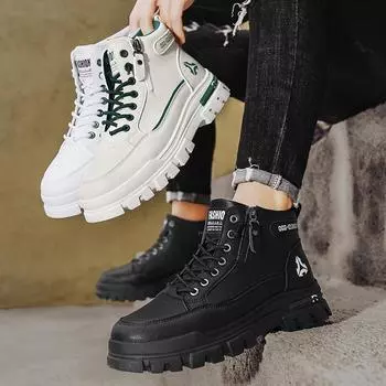 Новые модные осенние и зимние мужские высокие ботинки martin для студентов, трендовые рабочие туфли на мягкой подошве для мальчиков, кроссовки Martin с защитой труда 39 чёрный