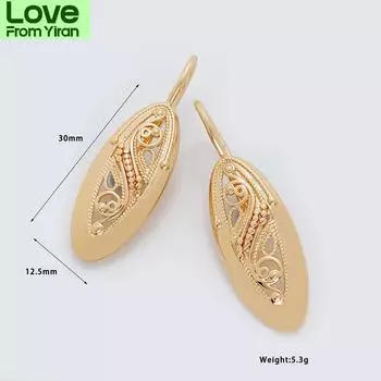 Новые модные овальные полые цветочные серьги из розового золота 585 пробы, длинные висячие серьги для женщин, прекрасный подарок, новые повседневные модные украшения