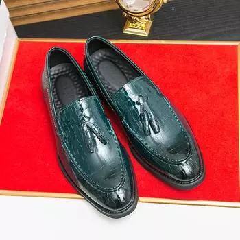 Новые модные пенни-лоферы с кисточками из кожи, простые, с острым носком, без застежек, для делового костюма, повседневные, для вечеринок и свадеб, для мужчин 38