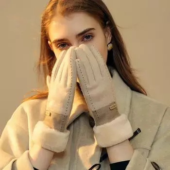 Новые модные перчатки осень-зима милые пушистые теплые варежки с длинными пальцами варежки женские спортивные женские перчатки на открытом воздухе экран one size чёрный