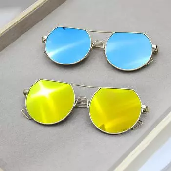 Новые модные персонализированные очки, солнцезащитные очки в металлической оправе, мужские и женские цветные светоотражающие очки UV400