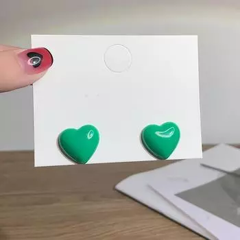 Новые модные персонализированные серьги с геометрическим рисунком в форме зеленого сердца для женщин