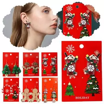 Новые модные плюшевые серьги в виде рождественской елки для женщин, серьги-подвески со стразами в виде Клауса, новые серьги-подвески Santa Bel G1A7 A-One size