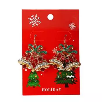 Новые модные плюшевые серьги в виде рождественской елки для женщин, праздничные стразы, рождественские украшения, падение Санта V7W7 A-One size