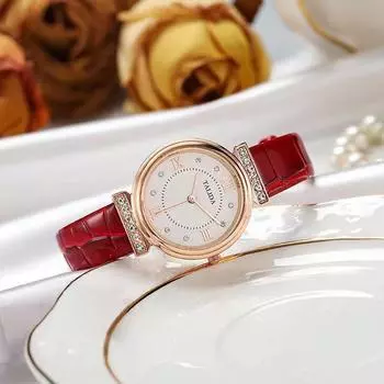 Новые модные популярные женские часы с бриллиантовой инкрустацией, модные водонепроницаемые часы красный