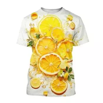 Новые модные повседневные футболки с изображением лимона и фруктов маслом, графические футболки для женщин, свободные футболки для отдыха, летние футболки с круглым вырезом и принтом S