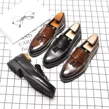 Новые модные повседневные кожаные туфли с острым носком, британская обувь для деловых мужчин, цельная модель 75222-A 39 коричневый