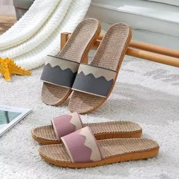 Новые модные повседневные льняные тапочки на плоской подошве 35 красный