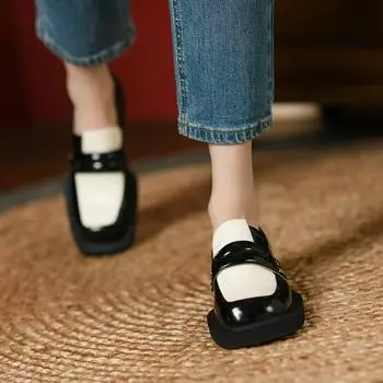 Новые модные повседневные лоферы из натуральной кожи, туфли на платформе без шнуровки, туфли с круглым носком, женская обувь на толстом каблуке, Zapatos Para Mujer 40 белый