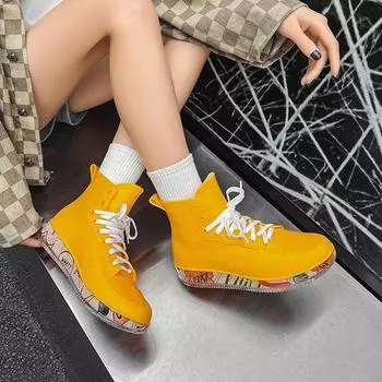 Новые модные повседневные резиновые туфли для девочек 36 жёлтый