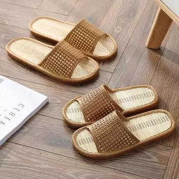 Новые модные повседневные женские летние плетеные соломенные нескользящие тапочки 36