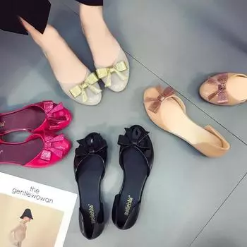 Новые модные повседневные женские сандалии Four Seasons Bow Knot Baotou, однотонные повседневные сандалии на плоской подошве 36 абрикосовый