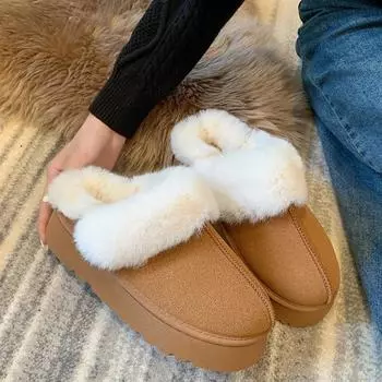 Новые модные повседневные женские тапочки с круглым носком, универсальные мягкие туфли на плоской подошве, мокасины, теплые, короткие, плюшевые, удобные туфли для женщин 35 малиновый