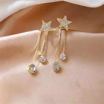Новые модные позолоченные серьги-кисточки в форме звезды для женщин и девушек, подарочные ювелирные изделия оптом золотой