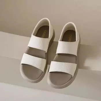 Новые модные простые босоножки с открытым носком, круглый носок, толстая подошва, пляжные спортивные сандалии Romen, женские повседневные плоские сандалии 35