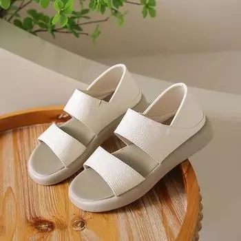 Новые модные простые босоножки с открытым носком, круглый носок, толстая подошва, пляжные спортивные сандалии Romen, женские повседневные плоские сандалии 35