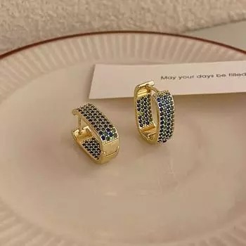 Новые модные простые и универсальные эллиптические пряжки для ушей с микроинкрустацией и геометрией циркония