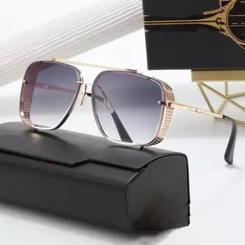 Новые модные прямоугольные солнцезащитные очки для мужчин и женщин с градиентными линзами, металлическая оправа, шарнир, роскошные качественные брендовые дизайнерские очки UV400 as picture