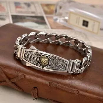 Новые модные ретро-головы льва, доминирующие хип-хоп мужские аксессуары для нишевого дизайна 18CM серебряный