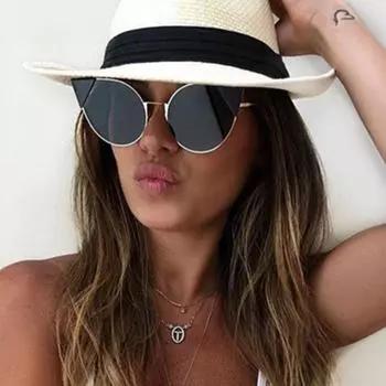 Новые модные ретро-очки кошачий глаз для мужчин и женщин, круглые ретро-очки, высококачественные очки, градиентные цветные солнцезащитные очки